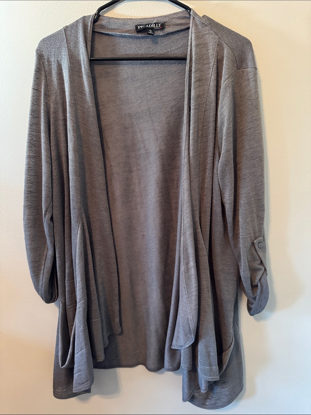 Picadilly Fashion Gray Open-Front Cardigan